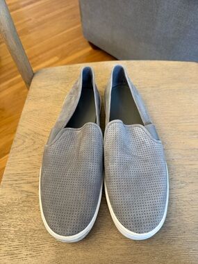 Vince Grey Perforated Slip-On Loafers